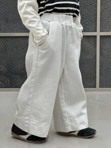 Dazy Kids 幼儿男童宽松直筒牛仔裤，儿童秋装 - 白色 - 查看 2