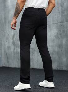 Manfinity LEGND Men's Floral Embroidery Pocket Skinny Casual Versatile Jeans