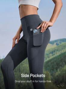 In My Nature Hochelastische, hautfreundliche Outdoorleggings mit Tasche für Frauen, geeignet für Wandern, Camping, Yoga & Pilates, Frühling/Sommer - Grau - Übersicht 5