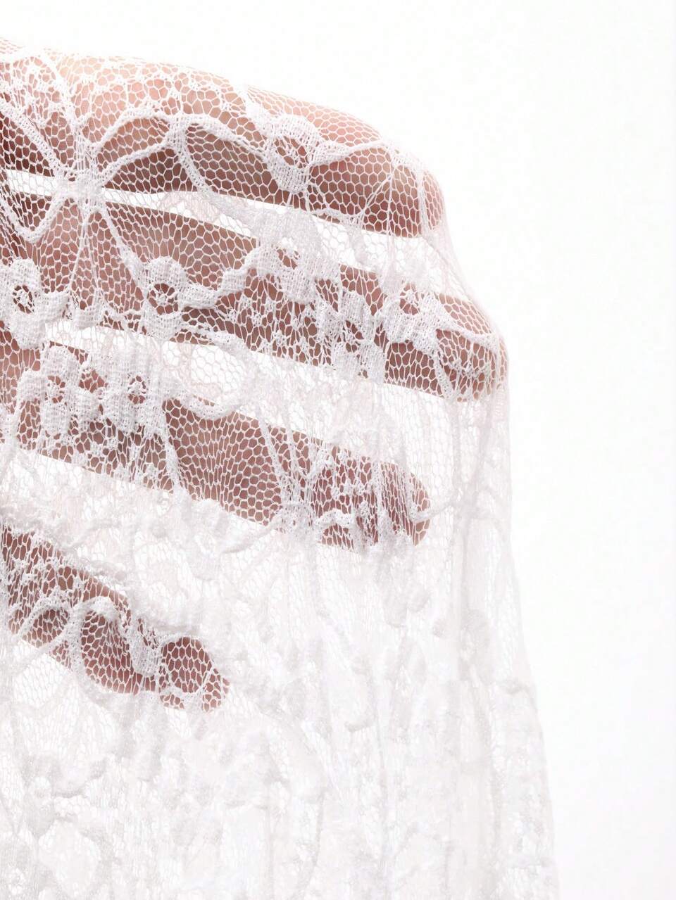 Women Casual And Versatile Long Sleeve Lace See-Through Spring/Summer Top Going Out Tops Sheer
