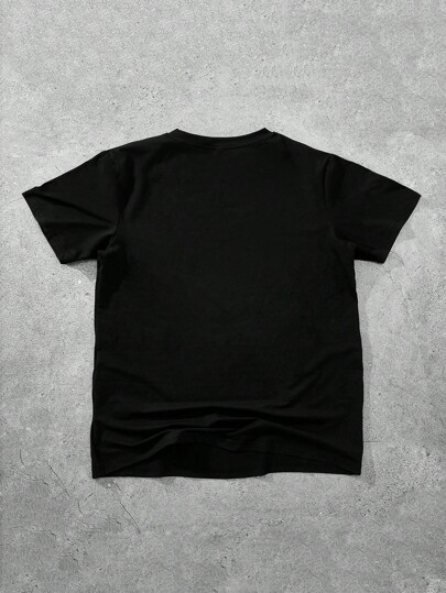 Goth Men's Black Cross Jesus & Money Design Casual Fashion T-Shirt, Young Street Style