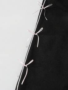 Sparklyn Young Girl Drawstring Waist Bow Decor Wide Leg Loose Sweatpants Pants With Bows Bow Pants Kawaii Pants Teen Bow Pants Cute Pants Fall Winter