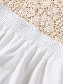 SHEIN Dozemod 4pcs Tween Girls Simple Solid Ruched Spaghetti Strap Tank Top & Shorts Knit Pajama Set, Summer Casual - Black and White - View 4