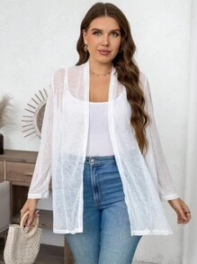 SHEIN LUNE Cortavientos ligero y ajustable para mujer de talla grande de SHEINLUNE, adecuado para primavera y otoño, apto para usar en la oficina, casual de negocios, habitaciones, primavera, verano, playa, atuendos de crucero, blusas para salir, protector solar, camisas de verano para maestras con estilo bohemio
