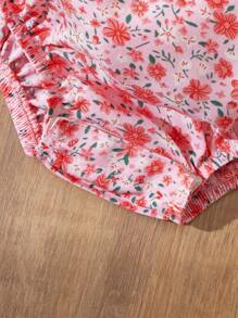 Blossori Baby Girls Countryside Style Floral Ruffle Sleeve Bodysuit - Multicolor - View 4