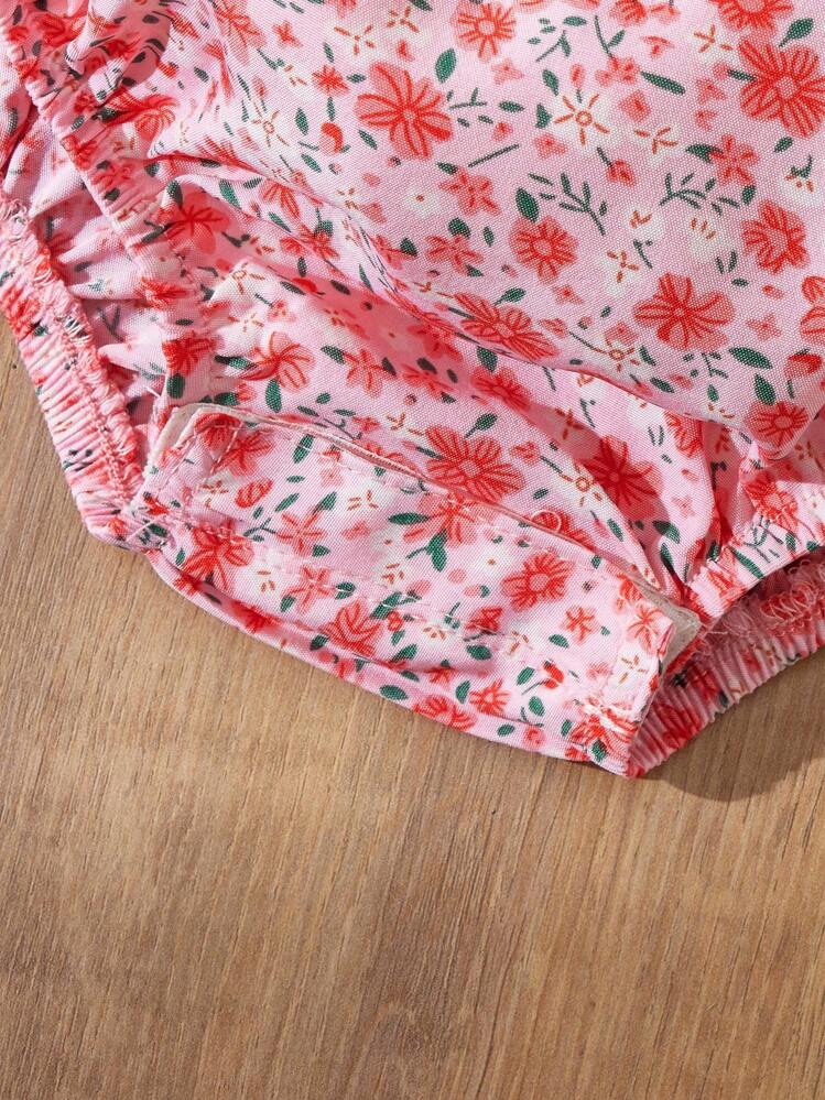 Blossori Bộ đồ liền thân tay bèo nhún họa tiết phong cách đồng quê cho bé gái - Nhiều màu - Xem 4