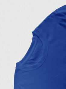 ROMWE MEN Street Life Men's Character Punk Printed Short Sleeve T-Shirt, Suitable For Everyday Wear - Royal Blue - View 4