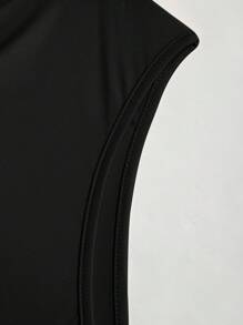 Sweetra 1pc Comfortable And Versatile Bodysuit With Off-Shoulder Neckline - Black - View 3