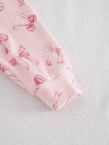 Cozy Pixies 女婴舒适睡衣套装，蝴蝶结印花柔软针织圆领长袖上衣和松紧腰长裤 - 彩色 - 查看 7