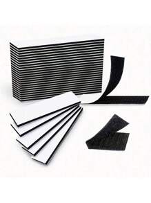 10/20/40/60pcs Self Adhesive Hook And Loop Strips, Sticky Back Tape Fastener, Heavy Duty Mounting Strips For Home Or Office Use - Instead Of Holes And Screws - Black - View 11