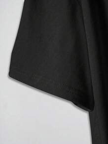 Áo thun tay ngắn cổ tròn in hình thường ngày mùa hè - màu đen - Xem 4