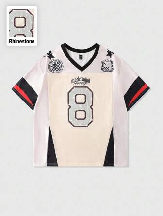 Prep Herren Langarm Sportshirt mit funkelndem Diamant Muster und Mesh Einsätzen