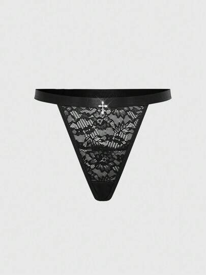 ROMWE Goth Tanga de encaje gótico oscuro para tallas grandes