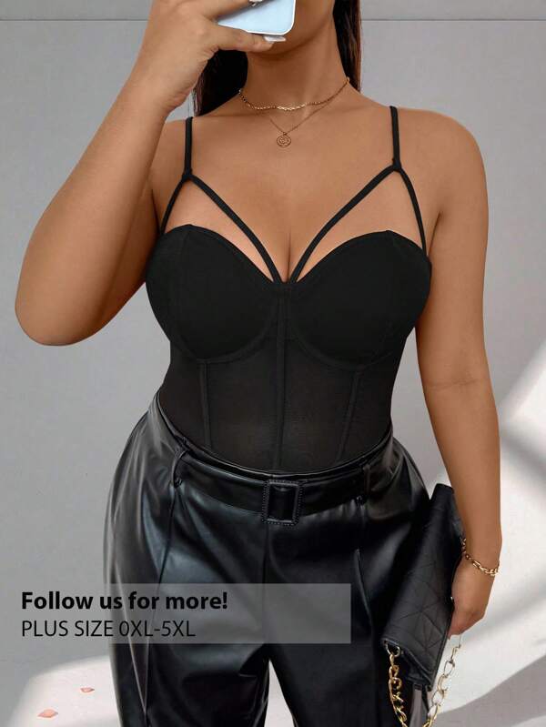 Firerie Body ajustable tipo bustier con ballenas, talla grande, de un solo pieza, elegante para ir al trabajo, tomar el té de la tarde, ligeramente sexy para citas, conciertos y fiestas, estilo INS