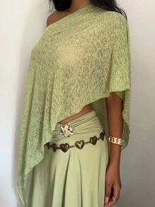 SHEIN EZwear Women's Solid Color Versatile Wrap / Shawl - Green - View 7