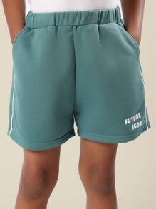 SUMWON Conjunto de camiseta y pantalón corto con cordón para niños, conjunto informal de dos piezas, ropa de playa, ropa urbana para vacaciones y viajes