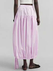 Ontre 2025夏秋季简约休闲纯色A字裙女套装，百搭日常通勤音乐节商务休闲度假夏威夷风音乐节 - 淡紫色 - 查看 2