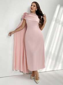 Firerie 花卉荷叶边喇叭袖修身长裙，优雅浪漫专属 A 字裙，适合婚礼季节，莲花粉色/情人节/音乐会/表演服装/约会/高级宴会/舞蹈/婚礼季节/性感/优雅/通勤/返校季节/度假/海滩/优雅浪漫/办公室女巫/海妖风格/生日派对服装 女士长裙 女士优雅连衣裙 女士正式派对礼服 女士正式礼服 女士优雅连衣裙 优雅女士正式 - 粉色 - 查看 5