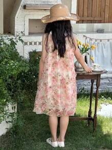 DAZY Vestido de tirantes sin mangas con cuello redondo para niña preadolescente, para el verano, ropa de vuelta al colegio y vacaciones - Rosa - Ver 5