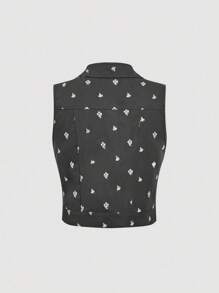 SHEIN MOD Blusa feminina cinza bordada - Cinza - Ver 2