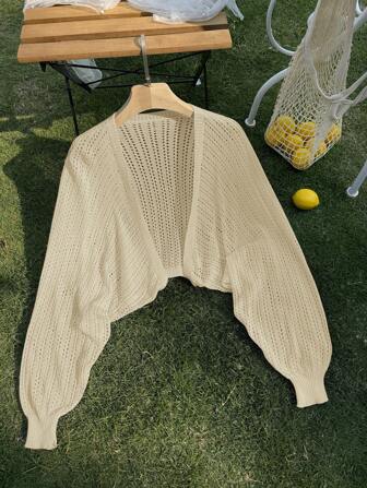 SHEIN Privé 大码休闲百搭纯色蝙蝠袖开衫