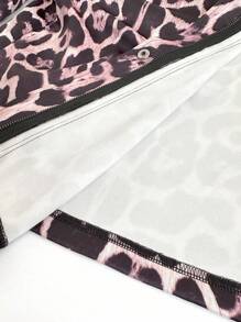 INAWLY Women Front Zipper Long Sleeve Leopard Print Minimalist Hooded Casual Jacket