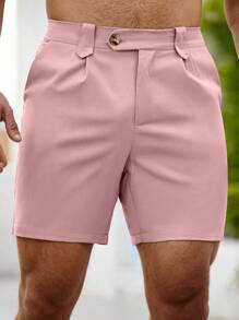 Manfinity Homme Men Solid Slant Pocket Shorts - Pink - View 4