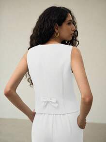 MOTF PREMIUM SOLID SINGLE BREASTED PLACKET BLAZER VEST - Beige - View 7