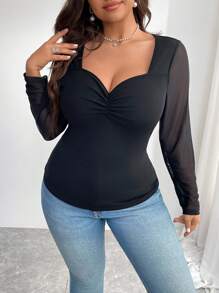 Firerie Sezonul de toamnă Tricou de corp cu ochiuri cu ochiuri de culoare contrastantă simplă