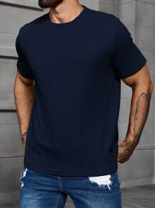 Manfinity Homme 夏季大码男士休闲纯色圆领短袖T恤