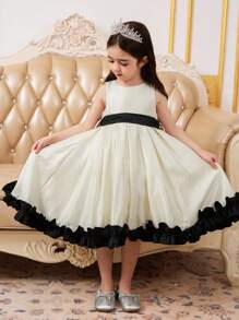 Dazy Kids Girls Sleeveless Round Neck Dress Summer - Black and White - View 4