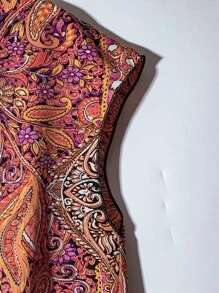 Franclia 休闲度假圆领无袖蝴蝶结下摆开衩女式衬衫，适合春夏季 - 彩色 - 查看 4