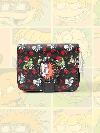 Nick 90's X ROMWE 1pc Mischievous Soldier Customized Card Holder ID Case, Cute Multi-Functional Portable Tri-Fold Wallet Large Capacity Short Wallet