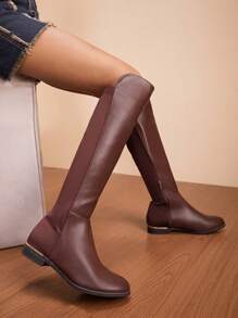 Daringsoles 女士圆头粗跟高筒靴，休闲日常穿着