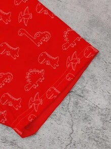 GraphicGems 2pcs/Set Baby Boys Cartoon Dinosaur Print T-Shirt And Matching Shorts Set, Cute Dinosaur Design, Comfortable For Casual Daywear, Suitable For Spring/Summer