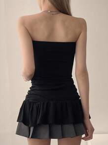 DAZY Top tubo casual con cintura ajustada para mujer - Negro - Ver 5