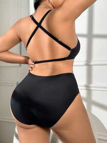 SHEIN 2pcs/Set Women Plus Size Minimalist Seamless Underwear Set
