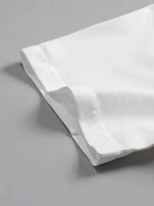 Manfinity Dauomo Men's Solid Color Front Button Casual Versatile Short Sleeve Shirt - White - View 4