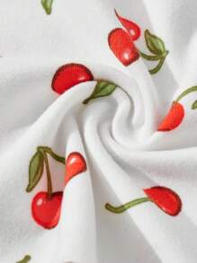 Blossori 女婴樱桃印花针织上衣和喇叭裤套装，度假风 - 彩色 - 查看 5