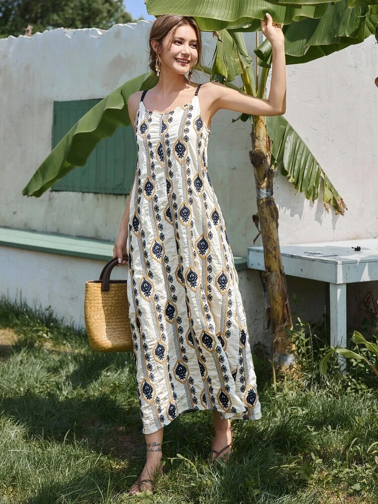 Women's Sleeveless Bohemian Style Long Dress For Summer Vacation Cruise Outfit For Women Boho