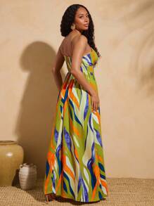 Vixey Vestido largo estilo maxi con estampado floral tropical y parte trasera fruncida - Multicolor - Ver 2