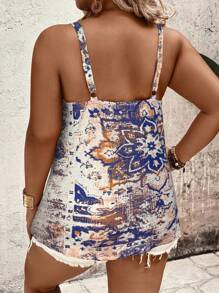 SHEIN Holidaya EMERY ROSE Women's Floral Printed Sleeveless Camisole Top Graphic Tees Women Tops - Blue - View 2