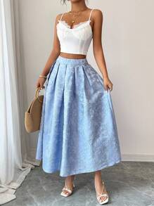 Rafferiza 女士优雅时尚纹理半身裙 - 藍色 - 查看 4