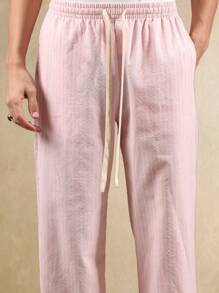 SUMWON Quần dài ống đứng co giãn thoải mái phong cách trượt ván, quần dài thường ngày bằng vải cotton pha nhẹ, mặc ở nhà, đi chơi - Bụi hồng - Xem 6