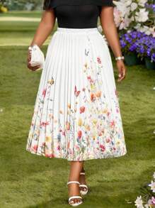 SHEIN Lady Jupes d'été et de printemps élégantes, décontractées pour le travail, le style bohème, les sorties et la plage. Jupes plissées couleurs vives tressées en tailles plus