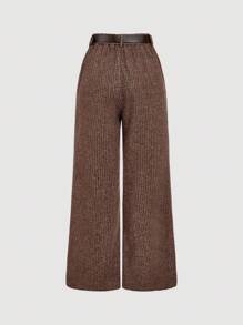 SHEIN MOD 女式格子双口袋休闲皮带复古裤