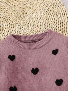 LMoss  2pcs/Set Young Girl Round Neck Heart Print Loose Casual Pullover And Flared Pants Sweater Set Girls Sweater Sets Girls Comfy Set Kids Two Piece Set Girl Fall Sets Winter Young Girls Sets Girls Co Ord Set Girl Clothes Sets Fall Sweaters Girls Heart Sweater Set Girls Two Piece Sweater Set Toddler Girl Sweater Sets Kids Heart Sweater Outfit Girls Knit Set - Pink - View 3