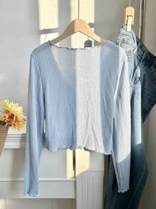 Comfortcana Plus Lettuce Trim Button Front Tee