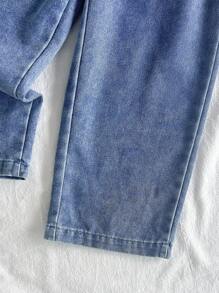 SHEIN Vintaside Kids Set de 2 piezas: Camiseta de manga larga con cuello a rayas y jeans de mezclilla casual para niño pequeño, adecuado para varias ocasiones