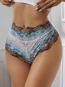 SHEIN 1 pieza Tanga sexy de encaje multicolor para mujer